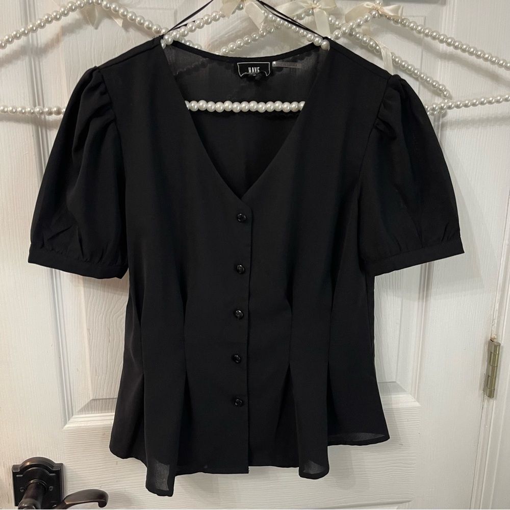 Have Los Angeles Black Puff Sleeve Blouse